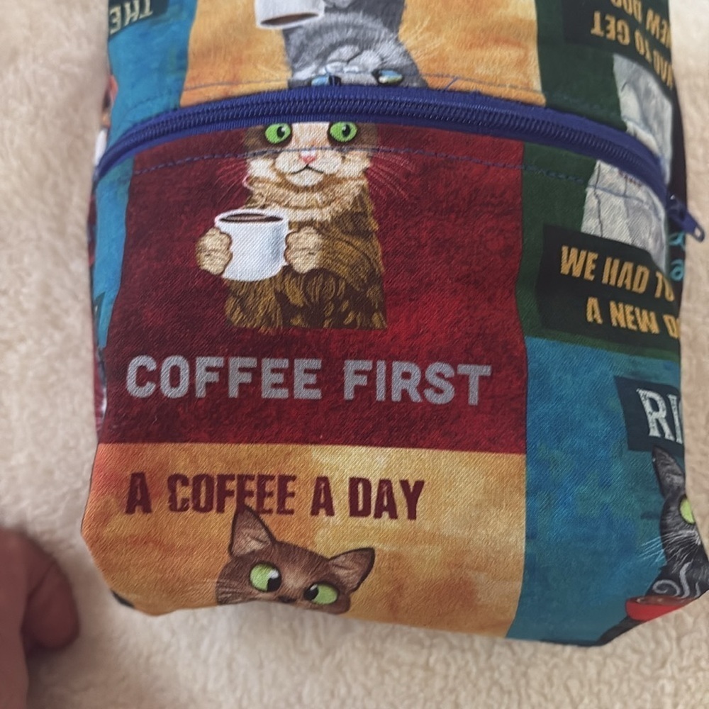 Hand Crafted Bundle of 2 Colorful Cat Print Cosmetic Bags